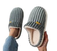 TKQBDBG Pantofole Cotone Unisex Zapatillas De Mula Peluche con Costillas Unisex, Invierno Cálido Deslizante Plano La Casa para Los Hombres Y Las Mujeres