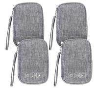 TKSDWBLTY 4 borse organizer per cavi portatili piccole borse elettroniche per accessori elettronici, borsa organizer da viaggio digitale per carte di ricarica, grigio