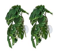 TKSE 2PCS Pianta Acquatica Artificiale, Simulazione Vite Acquario Foglie Finte, Realistiche Foglie di Plastica Decorazione con Ventosa, Piante Artificiali per Acquario (Turtle Leaf)
