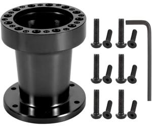 TKSE Mozzo volante per auto, kit adattatore mozzo volante distanziale in alluminio mozzo volante universale da 3 pollici(Nero)