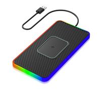 TKSE Tappetino di Ricarica Wireless Rapido, Caricabatterie Wireless per Auto per Telefono Mobile per iOS e Samsung, Antiscivolo/Impermeabile/Luce Ambientale a Sette Colori