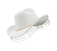 Tktouci Cappello Da Cowboy Per Uomo - Falda Larga con Luccichio alla,Cappello Western Per Abbigliamento Cowboy Donna | Per l Carnevale Concerto Musicale Matrimonio Celebrazione Cosplay