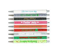 Tktouci Penna a glitterata - Forniture per scrittura natalizia glitterata, vibrante penna passiva con detti divertenti - per bambini, colleghi, adulti, scuola, vacanze, calze riempitive