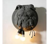 TkTsjtle Applique da parete Bulldog francese E26 Applique in resina Bulldog Lanterna da parete creativa Illuminazione a parete a forma di testa di animale per studio Sala da pranzo Bar (Colore: Nero)