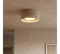 TkTsjtle Plafoniera mini Wabi Sabi in travertino giallo, luce decorativa da soffitto giapponese LED con 3 temperature di colore, paralume in pietra e finitura naturale per corridoio, bagno e cucina