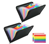 Tkxjry 2 Pezzi Cartella a Fisarmonica, 13 Tasche Espandibili, Cartella Portadocumenti Espandibile, Formato Portatile Cartelle a Soffietto, Portadocumenti per Assegni, Biglietti, Ricevute