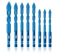 Tkxjry 8 Pezzi Set di Punte per Trapano in Vetro, 6mm*3/8mm*3/10mm*1/12mm*1 Punta da Trapano per Piastrelle, Punte Trapano Gres Porcellanato, Per Piastrelle, Mattoni, Plastica, Cemento, Legno, Vetro
