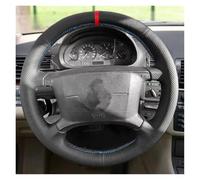 Tkxvcejv per BMW Serie 3 5 E36 E46 E39 per X3 E83 X5 E53 Coprivolante Interno per Auto Trim Pelle Nera-Linea Blu Rossa con Striscia Rossa Coprivolante Auto
