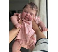 TKYFOYS 20 Pollici Bambole Reborn Lunghi Capelli Castani Silicone Vinile Corpo Realistico Reborn Baby Doll Bambola Realistiche Neonato Ragazza