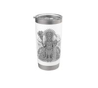 Tlaloc Aztec Rain Dio Sacro Tempio Tempio Tempio Mito Line Art Bicchiere termico in acciaio inox doppia parete