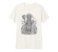 Tlaloc Aztec Rain Dio Sacro Tempio Tempio Tempio Mito Line Art Maglietta Premium
