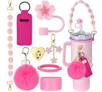 Tlarsun Stanley Cup - Set di 8 accessori compatibili con Stanley Cup da 850,5 g e 1134 g, tra cui manico per bottiglia d'acqua, supporto per Chapstick, portachiavi, ciondoli con tappo di copertura per