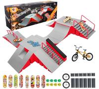 Tlater - Kit per skateboard con dita, 14 in 1, con 14 rampe, 8 tastiere, 1 finger bike, montaggio fai da te, per bambini, idea regalo di compleanno