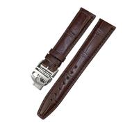 TLCBAZCF Cinturino for orologio in coccodrillo 20mm 21mm 22mm compatibile con cinturino in alligatore IWC Pilot Mark portoghese Portofino nero blu marrone(Brown Fold Style 2,20mm)