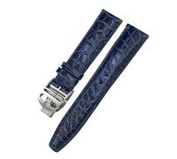 TLCBAZCF Cinturino for orologio in coccodrillo 20mm 21mm 22mm compatibile con cinturino in alligatore IWC Pilot Mark portoghese Portofino nero blu marrone(Blue Fold Style 1,22mm)