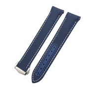 TLCBAZCF Cinturino for orologio in tela di nylon compatibile con Omega Seamaster AT150/Speedmaster/Planet Ocean 19-21 mm cinturino in tessuto blu(Blue White Pointed,20mm)