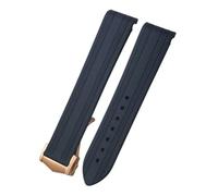 TLCBAZCF Cinturino in gomma e silicone con estremità curva da 18 mm, 19 mm e 20 mm, compatibile con Omega Seamaster 300 Speedmaster AT150, chiusura pieghevole(Black-Rose pointed,20mm)