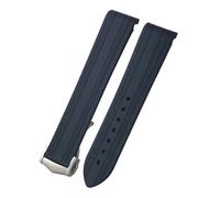 TLCBAZCF Cinturino in gomma e silicone con estremità curva da 18 mm, 19 mm e 20 mm, compatibile con Omega Seamaster 300 Speedmaster AT150, chiusura pieghevole(Black-Silver pointed,20mm)