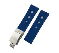 TLCBAZCF Cinturino in gomma siliconica da 20 mm, 21 mm, 22 mm, 23 mm, 24 mm compatibile con il cinturino for orologio Breitling Avenger Heritage Superocean(Blue-Silver Style 2,24mm)