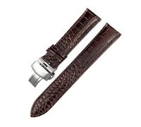 TLCBAZCF Cinturino in pelle compatibile con Omega Seamaster 300 De Ville compatibile con Tissot compatibile con Longines cinturino for orologio con motivo coccodrillo(Brown-silver 1,20mm)