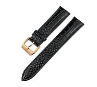 TLCBAZCF Cinturino in pelle compatibile con Omega Seamaster 300 De Ville compatibile con Tissot compatibile con Longines cinturino for orologio con motivo coccodrillo(Black-rose,20mm)