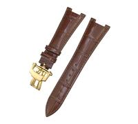 TLCBAZCF Cinturino in pelle da 25 * 13 mm compatibile con Patek Philippe 5711 5712G Nautilus marrone nero blu cinturino morbido for orologio(Brwon Gold)
