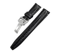 TLCBAZCF Cinturino in pelle di vacchetta intrecciata da 20 mm, 21 mm e 22 mm compatibile con l'orologio IWC Portugieser Big Pilot's, cinturino in pelle con estremità curva TOP(Black-Silver 1,20mm)