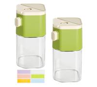 TLDBATICE 2 pezzi spargisale piccolo, 200 ml spargizucchero con coperchio set di contenitori per spezie in vetro 2 in 1 con etichette per pepe, cacao e caffè la cucina la casa il campeggio e i viaggi