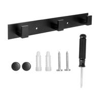 TLDBATICE Appendiabiti da parete in acciaio inox, con 3 ganci, appendiabiti per cappelli, sciarpe, borse, due metodi di installazione (nero)