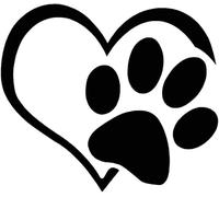 TLDSHOP® - Adesivo per Auto a Forma di Zampa con Cuore - Adesivi per decorazione - PVC Adesivo Resistente - Lavabile - pz. 1 - Colore: (Tinta Unica - NERO)