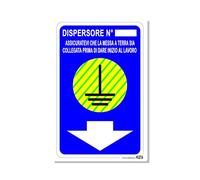 TLDSHOP® - Cartello Segnaletico - DISPERSORE TERRA N° - 20x30cm - Materiale: PVC 5mm(FOREX) - Quantità: Pz (1)