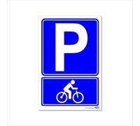 TLDSHOP® - Cartello Segnaletico - PARCHEGGIO (vari modelli) - 20x30cm - Pezzi 1 - Materiale del supporto VARIABILE - Modello: (PARCHEGGIO per BICICLETTE, Materiale: Alluminio 3mm(DiBOND))