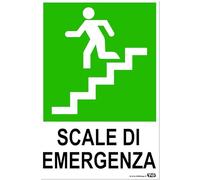 TLDSHOP® - Cartello Segnaletico - SCALE DI EMERGENZA - Scala di emergenza - 20x30cm - Pezzi 1 - Materiale: (Alluminio 3mm(DiBOND))