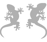 TLDSHOP® - Coppia Adesivi GEKO (altezza 8 e 9 cm) - Adesivi per decorazione - PVC Adesivo Resistente - Lavabile - pz. 1 (coppia) - Colore: (Tinta unica - GRIGIO)