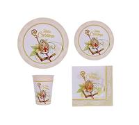 TLDSHOP® - DECORAZIONI per FESTA - Cresima - Comunione - Matrimonio - STOVIGLIE in Carta Monouso con Piatti, Piattini, Tovaglioli, Bicchieri (quantità in descrizione) - Kit: (Santa Cresima da 132pz)
