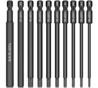 TLEEP 10 punte esagonali da 1/4", 100 mm w/set di punte magnetiche per attacco Ikea Type Furniture(S2 Steel 5/64" fino a 5/16 pollici)