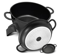 TLESS® Casseruola 2 in 1 in alluminio pressofuso con coperchio, adatta al forno, padella e pentola per cottura a induzione, molto leggera e resistente, Ø 28 cm, 6 litri, nero