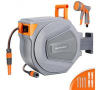 TLGREEN Avvolgitubo da Giardino Retrattile 20+2m, Girevole a 180°, con Ugello Spray 9 in 1, Sistema di Riavvolgimento Automatico, Blocco della Lunghezza, da Giardino Orto Pulizia Domestica