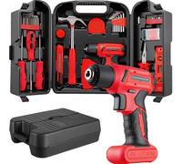 TLGREEN Cassetta Attrezzi 101 pezzi con Trapano Avvitatore Batteria 8V, Max 10Nm, Valigia Utensili Portatile Set di attrezzi, Set di Punte Trapano a Percussione Per Casa Progetto, Fai da te (rosso)