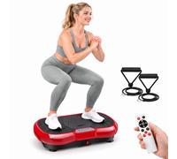 TLGREEN Pedana Vibrante,Lipedema,120 Livelli,10 Programmi,Terrazza,Rosso | Pedana Vibrante Piccola,Dimagrante,Silenziosa Sotto i 55dB,Fasce elastichem,telecomando,200W,ABS,Terrazza,Salotto,Ufficio