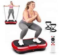 TLGREEN Pedana Vibrante,Lipedema,120 Livelli,10 Programmi,Terrazza,Rosso | Pedana Vibrante Piccola,Dimagrante,Silenziosa Sotto i 55dB,Fasce elastichem,telecomando,200W,ABS,Terrazza,Salotto,Ufficio