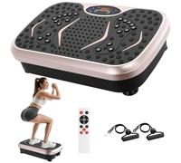 TLGREEN Piastra Vibrante, Design Compatto, 99 Livelli, 5 Programmi di Allenamento, con Bande di Resistenza, Touch Screen e Telecomando, Fitness Pedana Vibrazioni, Tavola Vibrante per Casa (Champagne)