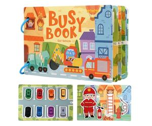 TLHWIN Libro delle attività per Bambini, Tema Veicoli e Città, Libro Educativo con Illustrazioni Colorate, Gioco Interattivo.Adatto a Bambini e Bambine di 2 Anni