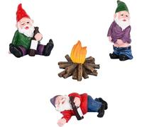 TLHWIN Nani da giardino ubriachi, 4 pezzi, Garden GNOME Elf State, White Beard Dwarf, modello ornamentale, mini statuetta nano uso per prato