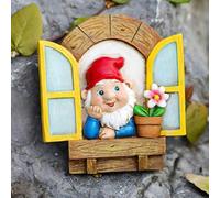 TLHWIN Statua in resina di gnomo da giardino che abbraccia un elfo dell'albero, decorazione artistica da giardino per esterni, per tronchi d'albero, sculture da giardino, decorazioni. (fiore)