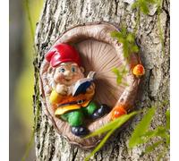 TLHWIN Statua in resina di gnomo da giardino che abbraccia un elfo dell'albero, decorazione artistica da giardino per esterni, per tronchi d'albero, sculture da giardino, decorazioni. (Libro)