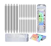 Tlilyy 20 Set di Richiudibili Vergini per Penne in Acciaio Inox e Set di Carte di Ringraziamento olografiche per Imballaggio di Penne Glitter DIY