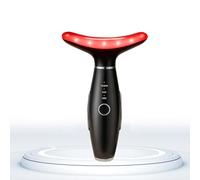 TLINNA Massaggiatore viso -7 colori rosso-terapia per viso e collo per rughe, doppio mento, massaggiatore viso vibrante con termiche (nero)