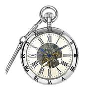 TLMDXTEU Orologi da Tasca da Uomo Orologio da tasca con movimento meccanico automatico retrò Vintage(bianca)