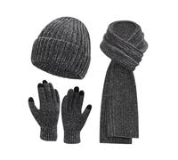 TLMDXTEU Set cappello e sciarpa invernali Winter Hat and Gloves Warm Knitted Scarf Set Caldo berretto lavorato a maglia(Black)